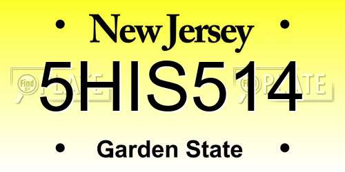 5HIS514 New Jersey License Plate