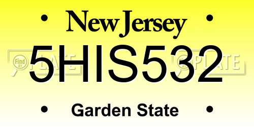 5HIS532 New Jersey License Plate