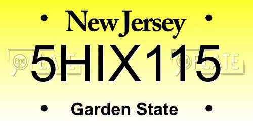 5HIX115 New Jersey License Plate