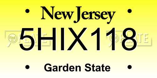 5HIX118 New Jersey License Plate