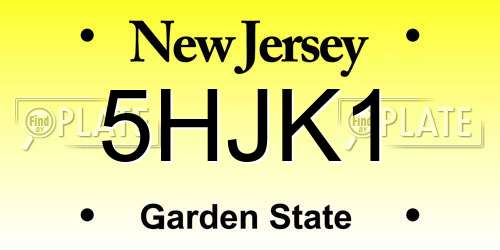 5HJK1 New Jersey License Plate