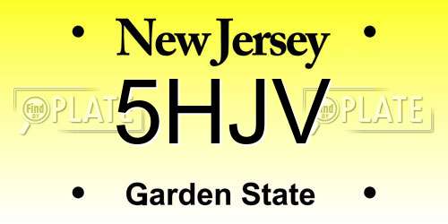 5HJV New Jersey License Plate