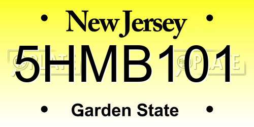 5HMB101 New Jersey License Plate