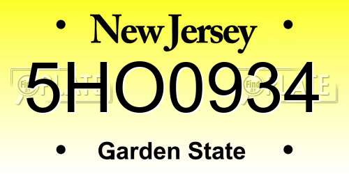 5HO0934 New Jersey License Plate
