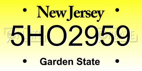 5HO2959 New Jersey License Plate