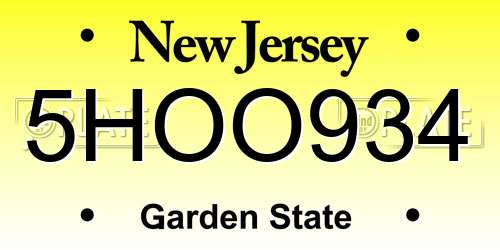 5HOO934 New Jersey License Plate