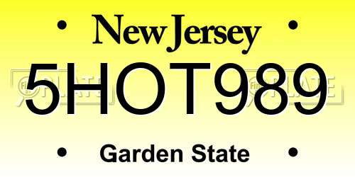 5HOT989 New Jersey License Plate