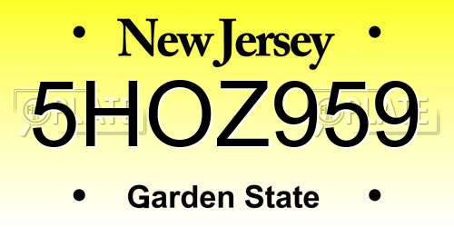 5HOZ959 New Jersey License Plate