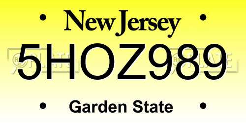 5HOZ989 New Jersey License Plate