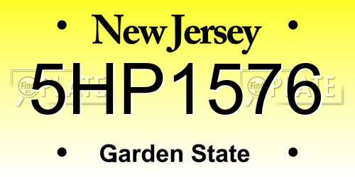 5HP1576 New Jersey License Plate