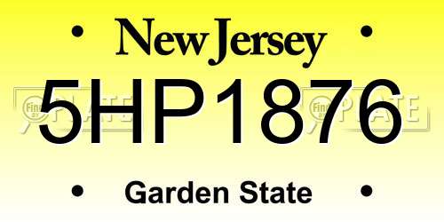 5HP1876 New Jersey License Plate