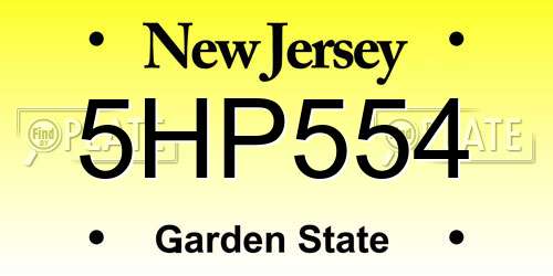 5HP554 New Jersey License Plate
