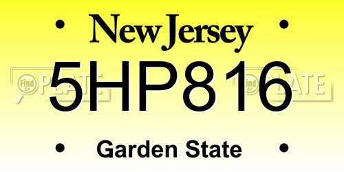 5HP816 New Jersey License Plate