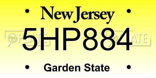 5HP884 New Jersey License Plate