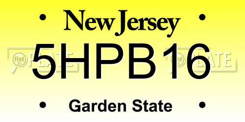 5HPB16 New Jersey License Plate