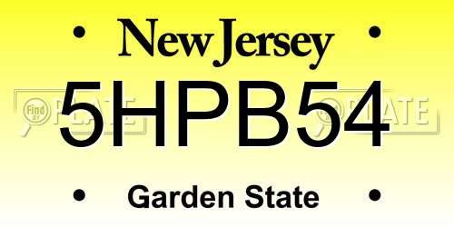 5HPB54 New Jersey License Plate