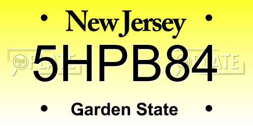 5HPB84 New Jersey License Plate