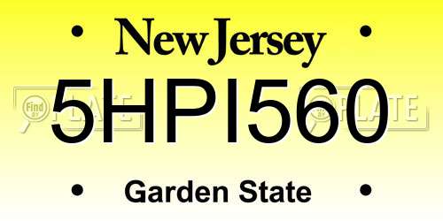 5HPI560 New Jersey License Plate