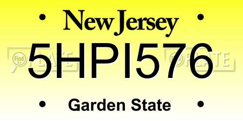 5HPI576 New Jersey License Plate