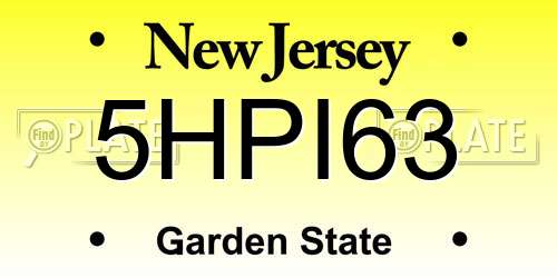5HPI63 New Jersey License Plate