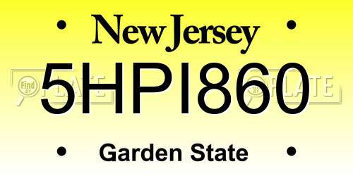 5HPI860 New Jersey License Plate
