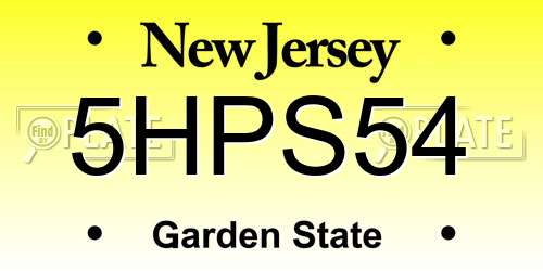 5HPS54 New Jersey License Plate