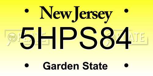 5HPS84 New Jersey License Plate