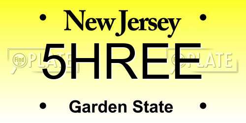 5HREE New Jersey License Plate