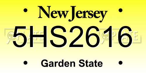 5HS2616 New Jersey License Plate