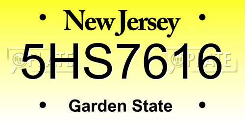5HS7616 New Jersey License Plate