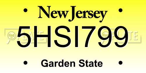 5HSI799 New Jersey License Plate