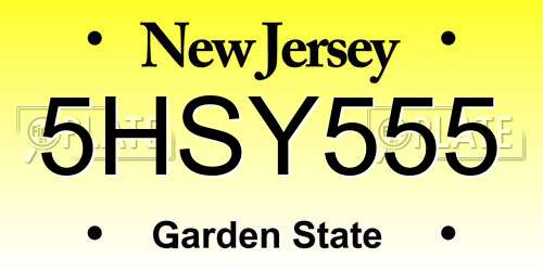 5HSY555 New Jersey License Plate