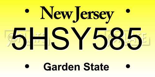 5HSY585 New Jersey License Plate