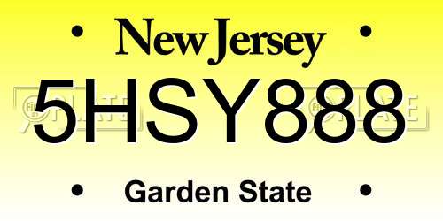 5HSY888 New Jersey License Plate