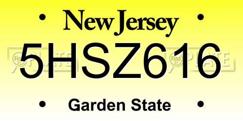 5HSZ616 New Jersey License Plate