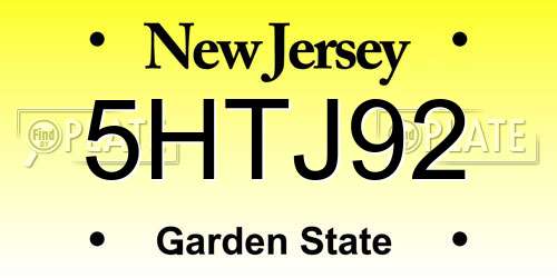5HTJ92 New Jersey License Plate