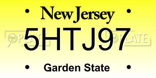 5HTJ97 New Jersey License Plate