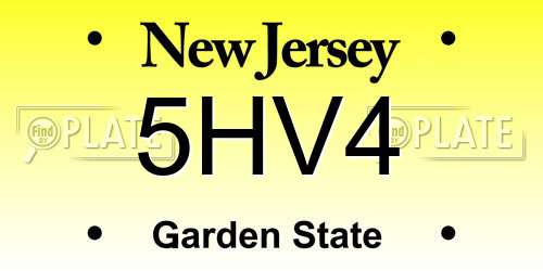 5HV4 New Jersey License Plate
