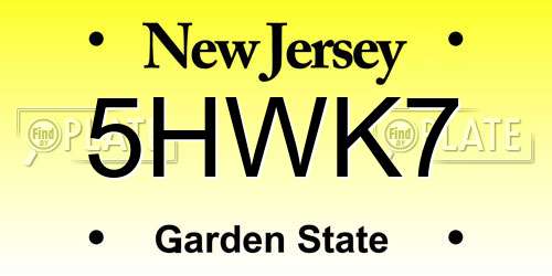 5HWK7 New Jersey License Plate