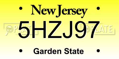 5HZJ97 New Jersey License Plate