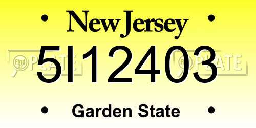 5I12403 New Jersey License Plate