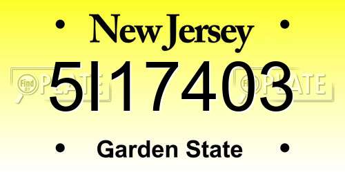 5I17403 New Jersey License Plate