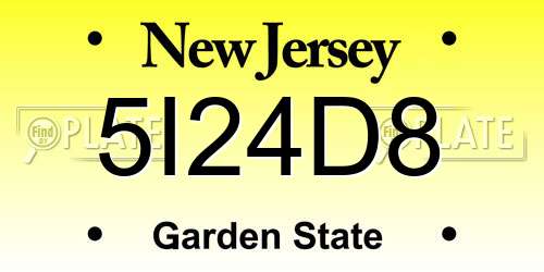5I24D8 New Jersey License Plate
