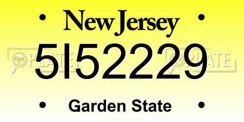 5I52229 New Jersey License Plate