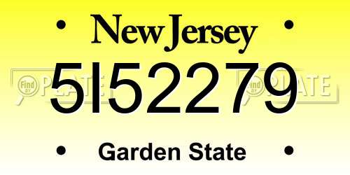 5I52279 New Jersey License Plate