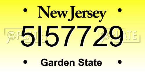 5I57729 New Jersey License Plate