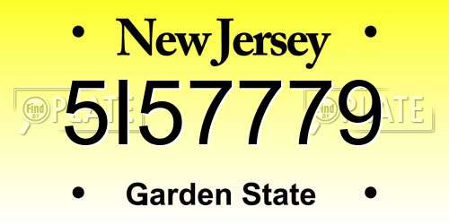 5I57779 New Jersey License Plate