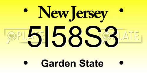 5I58S3 New Jersey License Plate