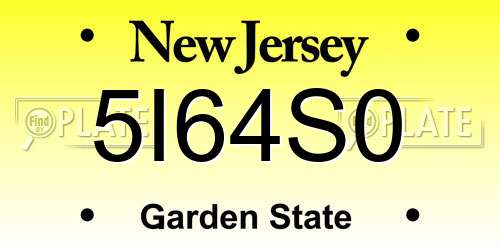 5I64S0 New Jersey License Plate