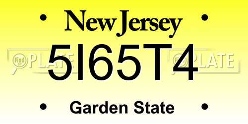 5I65T4 New Jersey License Plate